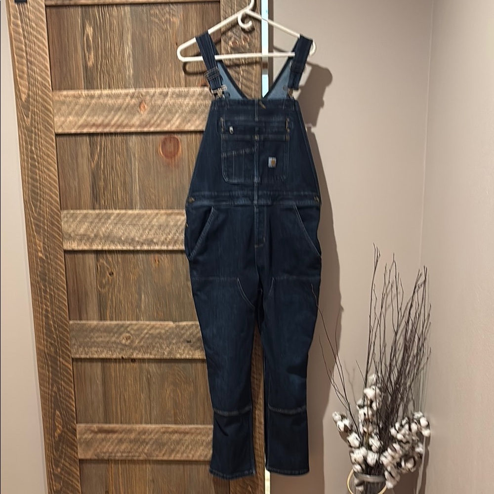 Carhartt Rugged Flex Denim Double Front Bib Overalls-Women's-Large Short